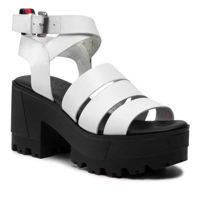 Sandale Tommy Jeans Heeled leather Sandal EN0EN01803 White YBR