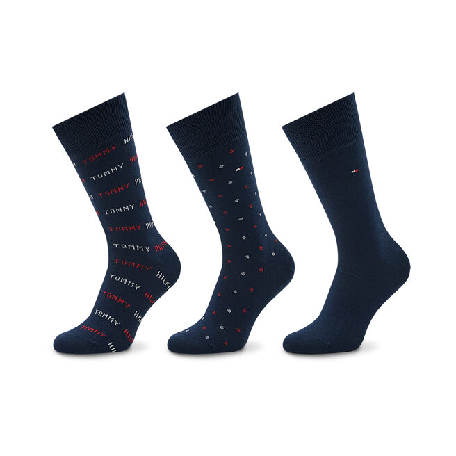 Set de 3 perechi de șosete lungi pentru bărbați Tommy Hilfiger 701220147 Navy 001 001 imagine noua