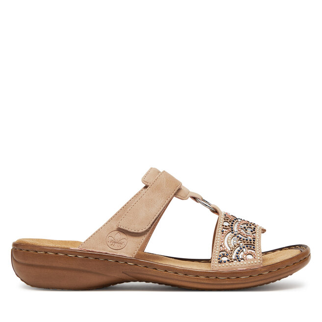 Klapki Rieker 608K2-31 Beżowy -