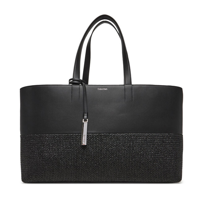 Torebka Calvin Klein Ck Mixmedia Shopper_Raffia - Czarny