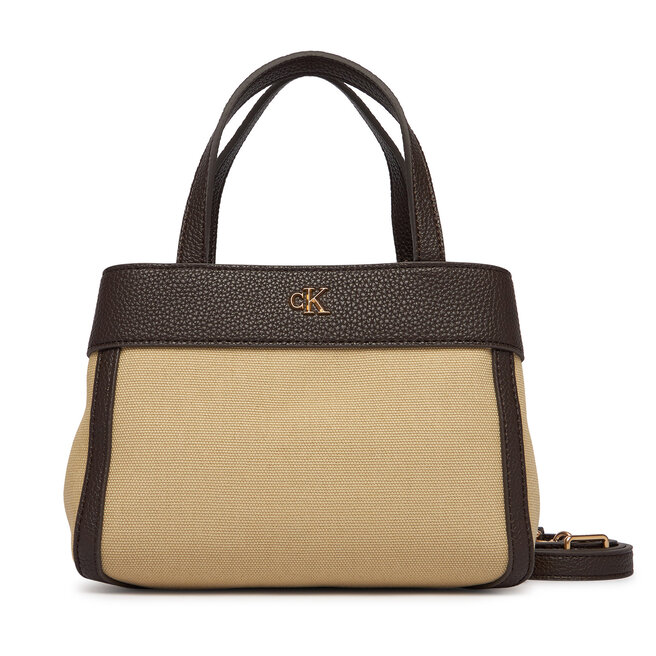 Torebka Calvin Klein Ck Canvas Mini Tote Crossbody LV04F3504G Brązowy -