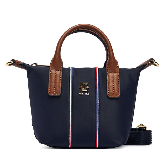 Torebka Tommy Hilfiger Popette Micro Tote Corp AW0AW18552 Granatowy -