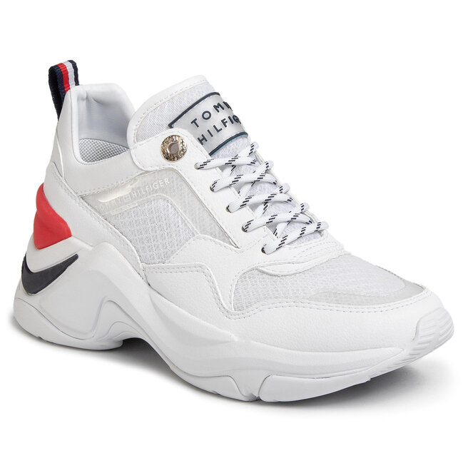 Laisvalaikio batai Tommy Hilfiger Internal Wedge Sporty Sneaker FW0FW04704  White YBS • Eavalyne.lt