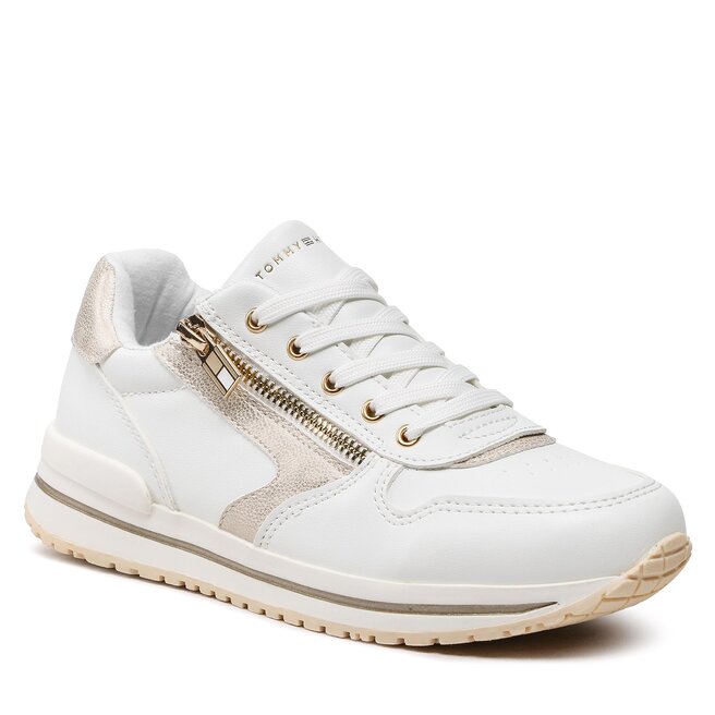 Sneakers Tommy Hilfiger Low Cut Lace-Up Sneaker T3A9-32731-1355 S White/Platinum X048 Cut imagine noua gjx.ro