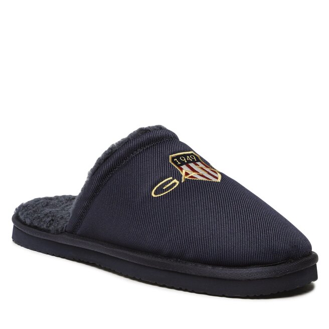 Chaussons De Maison GANT En Laine Recyclée - Doublure Fourrure - Taille 44 EU - Noir Avec Logo