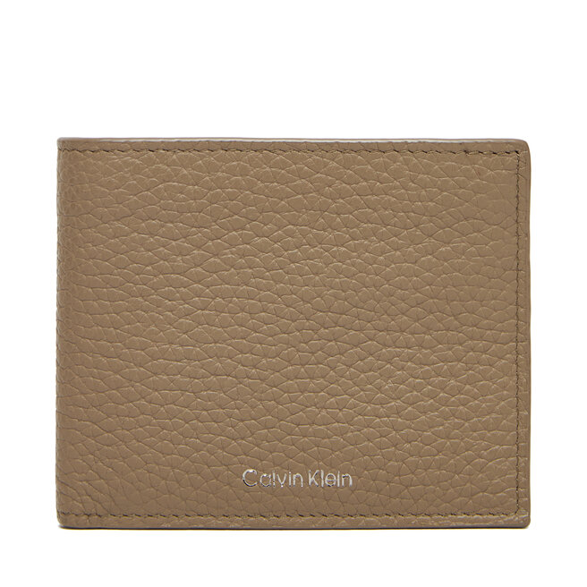 Portfel męski Calvin Klein Ck Leather Billfold W Zip Coin - Beżowy
