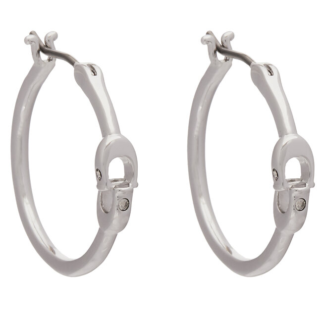 Kolczyki Coach Signature Hoop Earrings - Srebrny