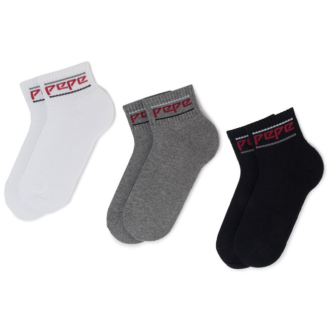 Σετ 3 ζευγάρια κοντές κάλτσες unisex Pepe Jeans Rib TLiner North PMU10568 Λευκό