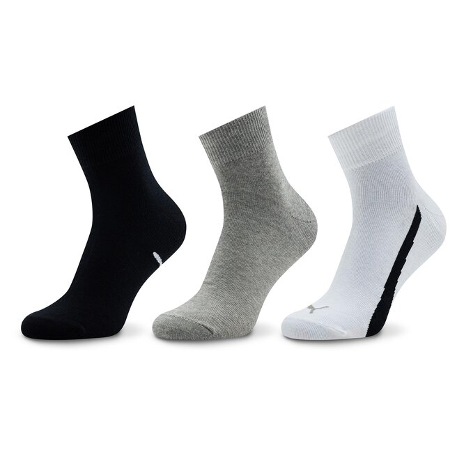 Σετ 3 ζευγάρια ψηλές κάλτσες unisex Puma Unisex Lifestyle Quarter 3P 907952 White Grey Black 02