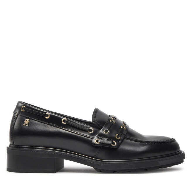 Loafersy Tommy Hilfiger Nautical Eyelets - Czarny