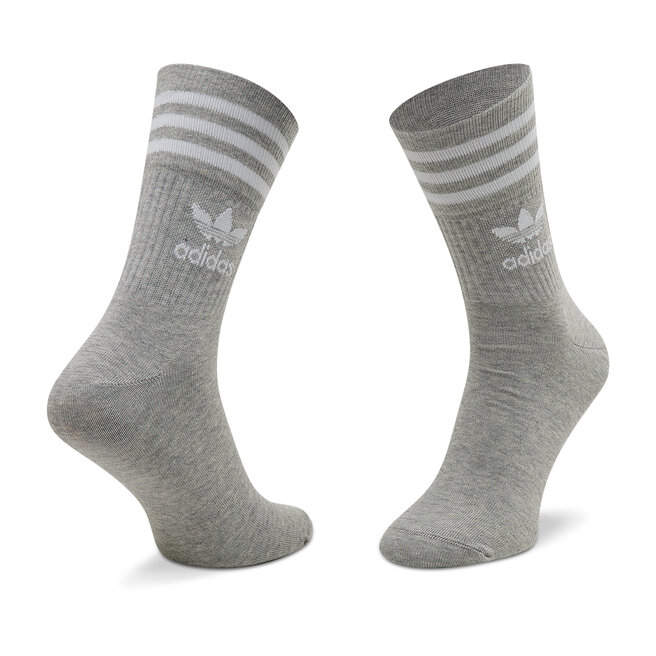 Zestaw 3 par wysokich skarpet unisex adidas Mid Cut Crw Sck HC9554  White/Gray/Black | eobuwie.com.pl
