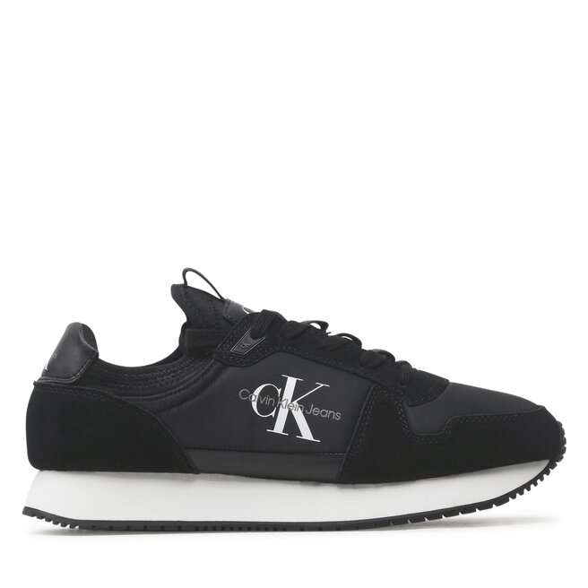 Calvin Klein Jeans Sneakersy Calvin Klein Jeans Runner Sock Laceup Ny-Lth YM0YM00553 Black 01H
