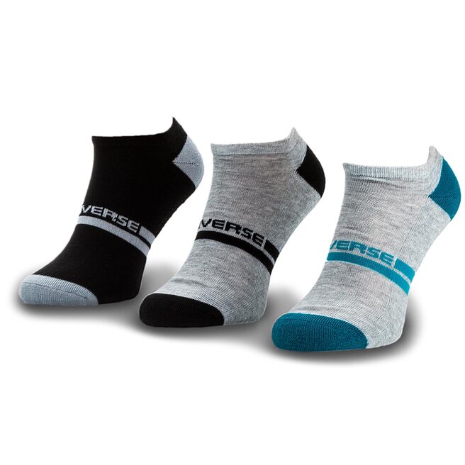 3 pares de calcetines cortos para mujer Converse E619H3010 Gris •  