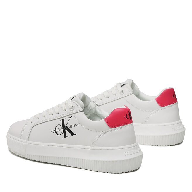 Calvin Klein Jeans Сникърси Calvin Klein Jeans Chunky Cupsole Laceup Mon Lth Wn YW0YW00823 White/Raspberry Sorbet 01W