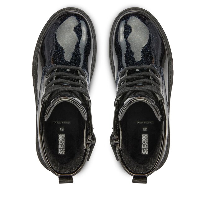 Geox J Casey Girl - Scarpe Stringate Bambina, Nero, Traspiranti, Suola Gomma