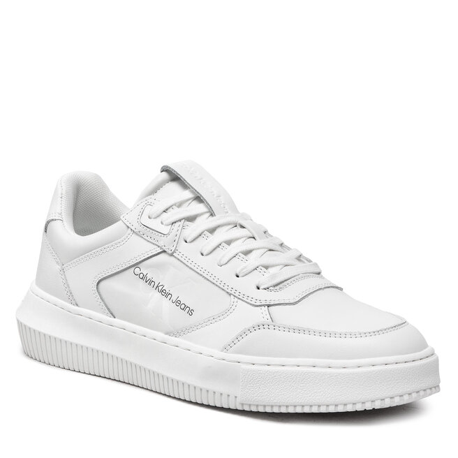 Sneakers Calvin Klein Jeans Chunky Cupsole Laceup Lth Mono YM0YM00550 Triple White YAF Calvin imagine noua