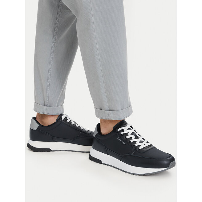 Sneakersy Calvin Klein City Runner Laceup Lth Mix HM0HM02214 Czarny