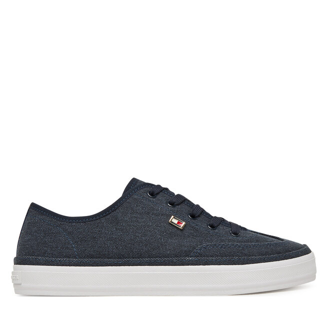 Sneakersy Tommy Hilfiger Washed Canvas Vulc Sneaker - Granatowy