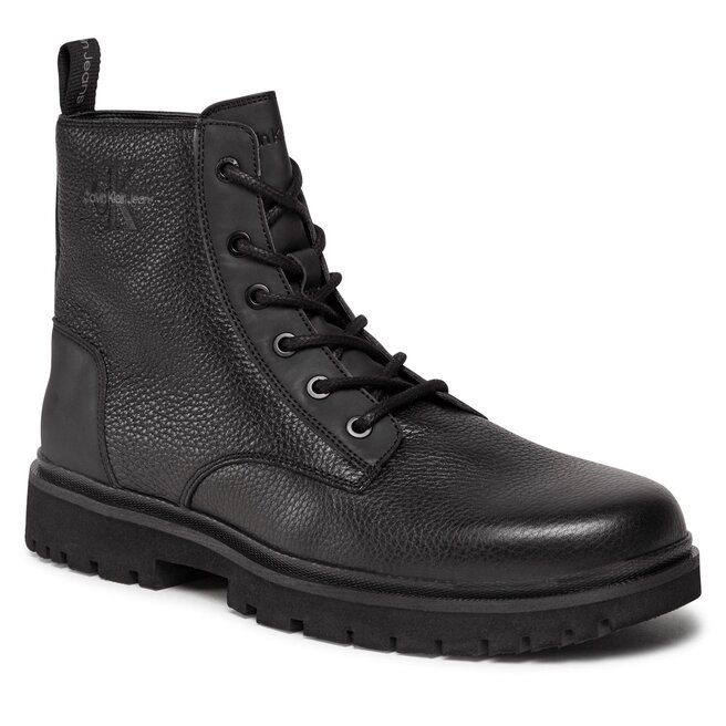 Calvin Klein Jeans Ghete Calvin Klein Jeans Eva Mid Laceup Boot Lth YM0YM00751 Triple Black 0GT