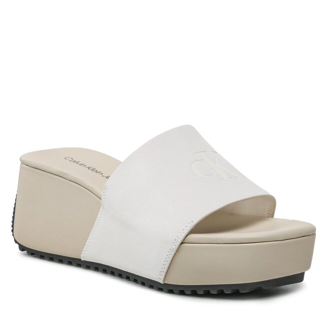Calvin Klein Jeans Чехли Calvin Klein Jeans Wedge Block Sandal Su Con YW0YW01015 Ancient White YBH