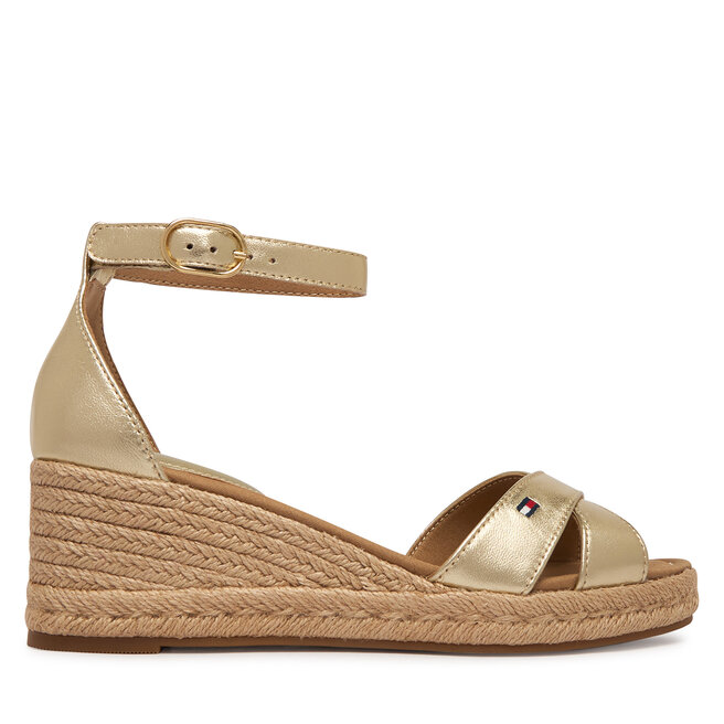 Espadryle Tommy Hilfiger Metalic Crossover Strap FW0FW09333 Złoty - kobiece