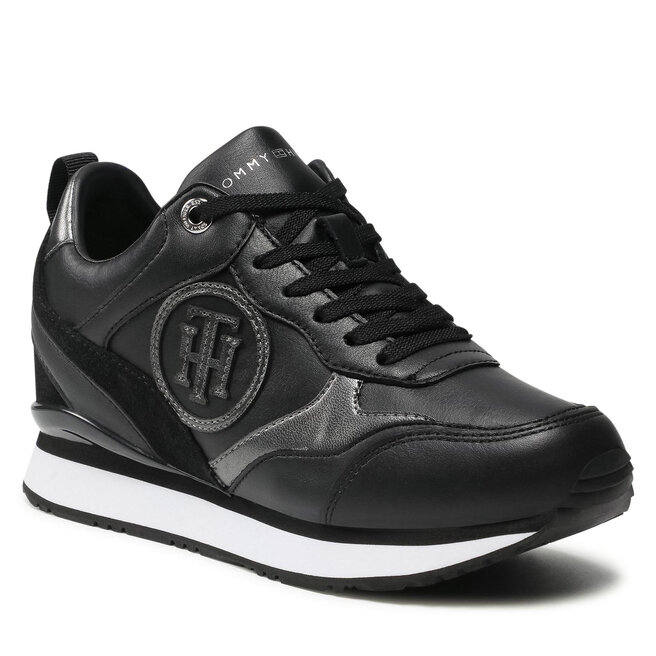 tommy hilfiger metallic logo sneakers