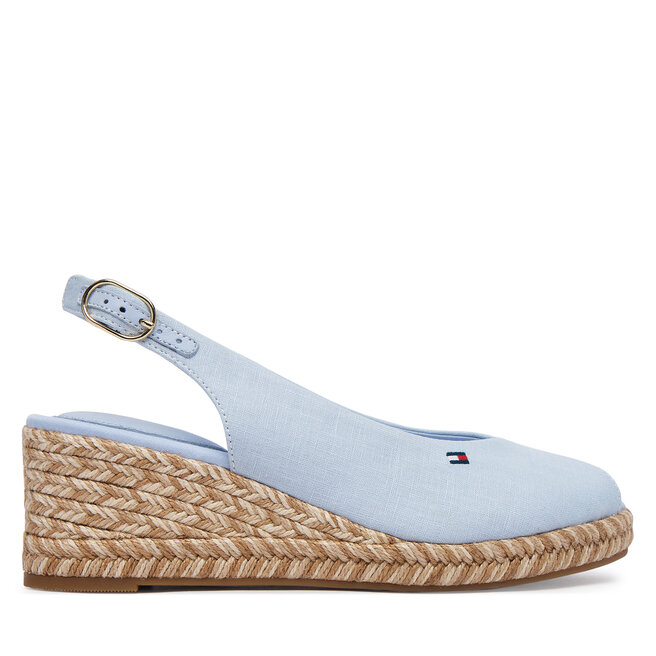 Espadryle Tommy Hilfiger Hemp Slingback Wedge Espadrilles FW0FW09472 Niebieski jasny - kobiece