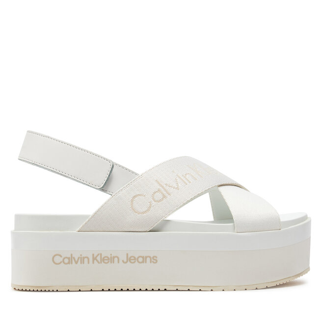 Calvin Klein Jeans Σανδάλια Calvin Klein Jeans Flatform Sandal Sling In Mr YW0YW01362 Λευκό