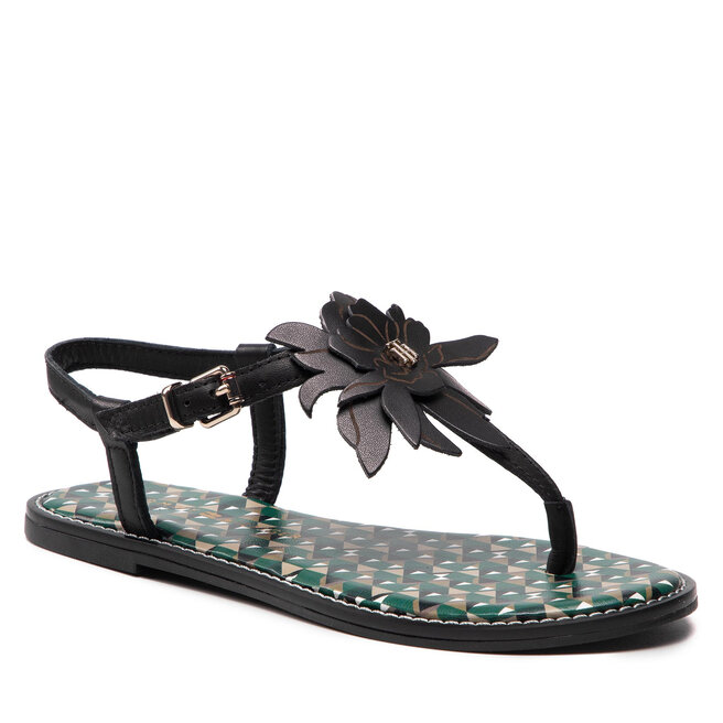 Sandale Tommy Hilfiger Th Geo Print Flat Sandal FW0FW06229 Black BDS