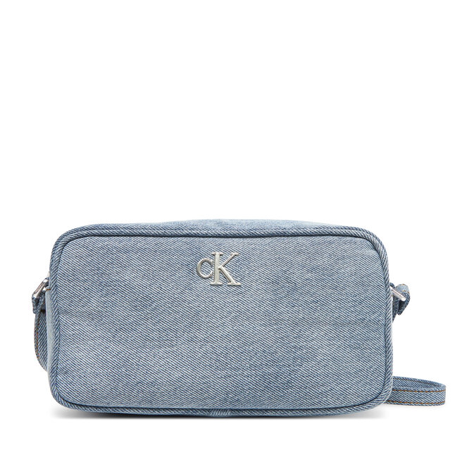 Torebka Calvin Klein Denim Ew Double Zip Camera Bag - Błękitny
