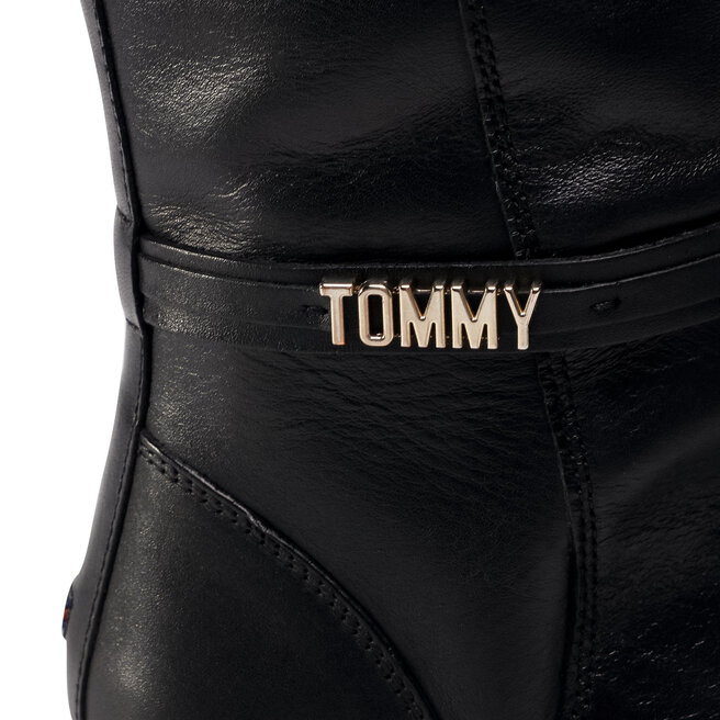 Tommy Hilfiger Μπότες Ιππασίας Tommy Hilfiger Block Branding Flat Long Boot FW0FW05167 Black BDS