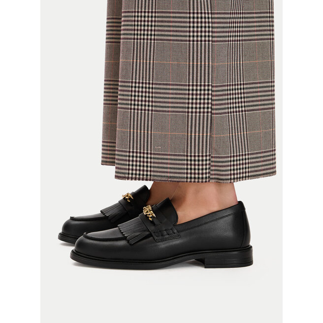 Loafersy Tommy Hilfiger Th Chain Fringe Leather Loafer FW0FW09668 Czarny