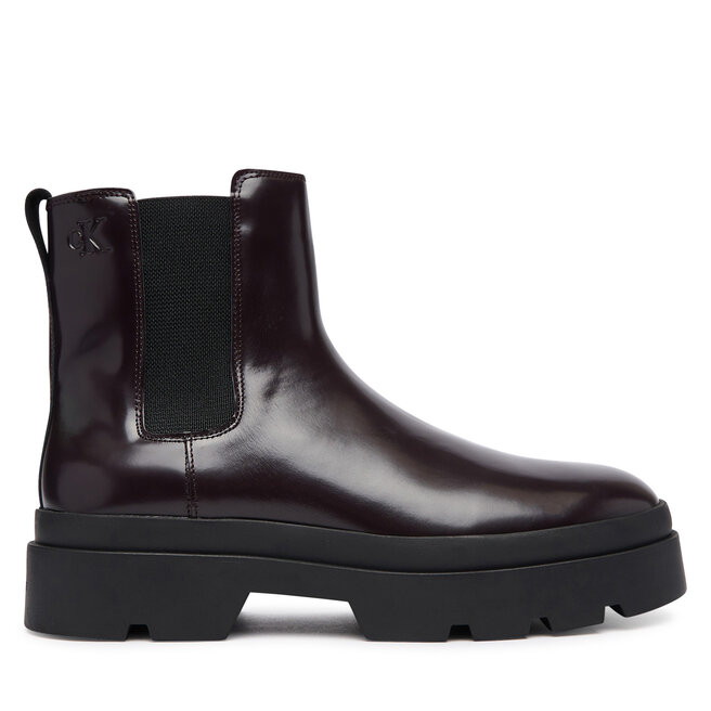 Sztyblety Calvin Klein Lugged Chelsea Boot Matt Lth HM0HM02445 Brązowy ciemny