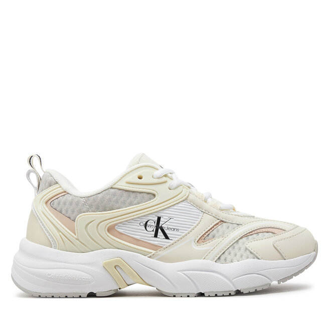 Sneakersy Calvin Klein Jeans Retro Tennis Low Lace Mh Ml Met - Biały