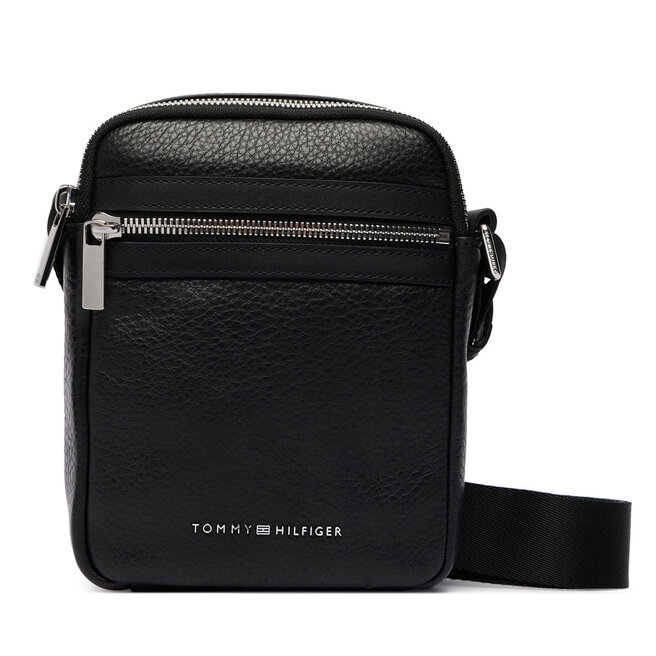 Saszetka Tommy Hilfiger Th Bus Leather Mini Reporter AM0AM14393 Czarny -