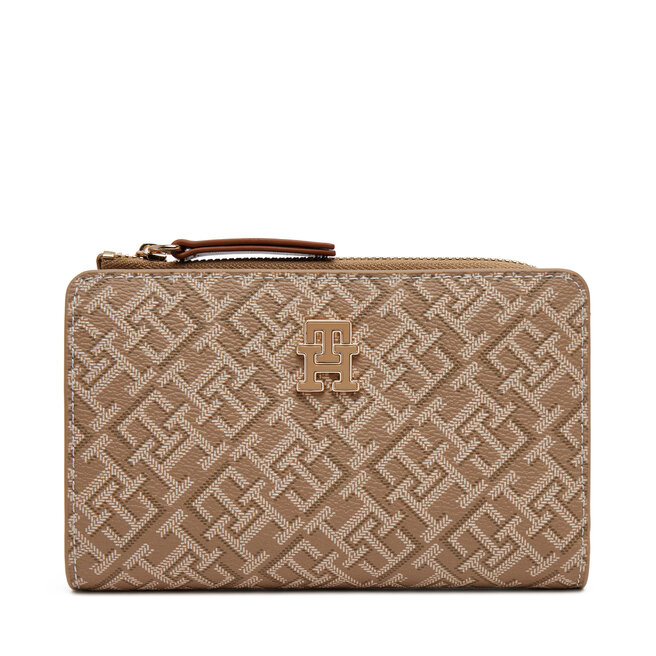 Duży Portfel Damski Tommy Hilfiger Th Monoplay Leather Med 7 Wallet - Brązowy