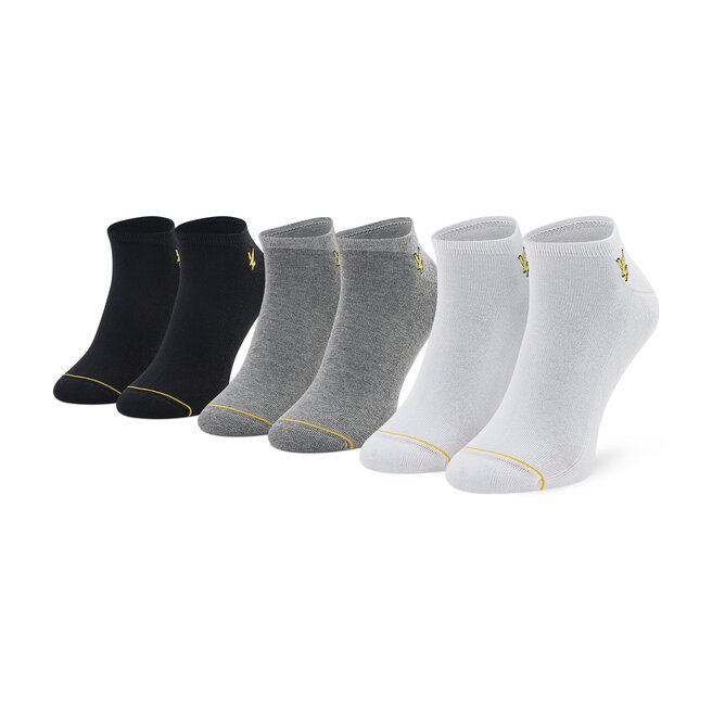 Lyle & Scott Súprava 3 párov vysokých ponožiek unisex Lyle & Scott Ross 5193 Bright White/Grey Marl/Black