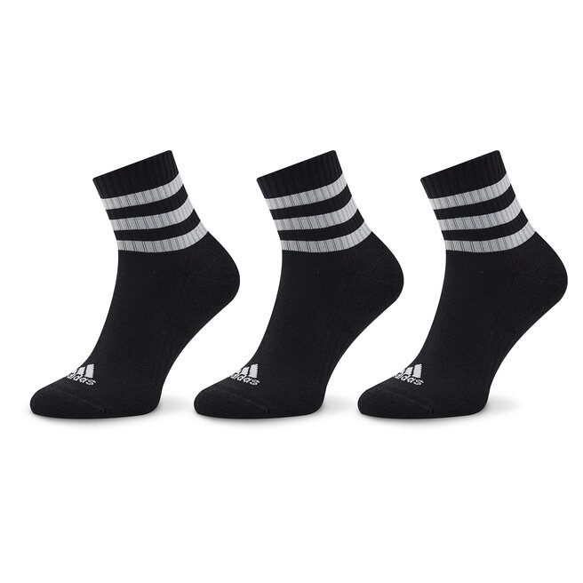 Skarpety Niskie Unisex adidas 3-Stripes Cushioned Sportswear Mid-Cut Socks 3 Pairs - Czarny