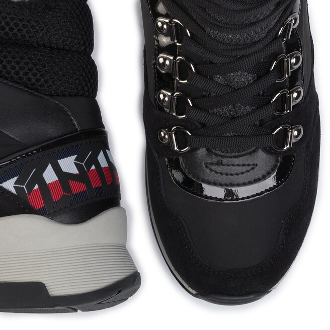 Laisvalaikio batai Tommy Hilfiger Patent Fashion Sporty Boot FW0FW04593  Black BDS • Www.eavalyne.lt
