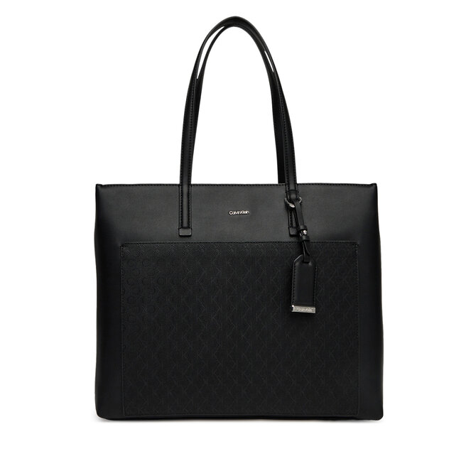 Torebka Calvin Klein Ck Must Aop Medium Shopper W/Poc - Czarny