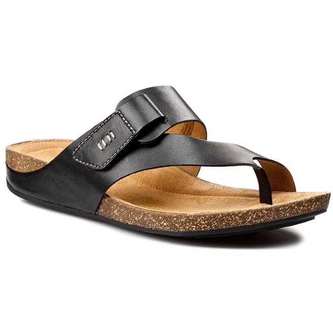 Infradito Clarks Perri Coast 261038304 Black Leather escarpe