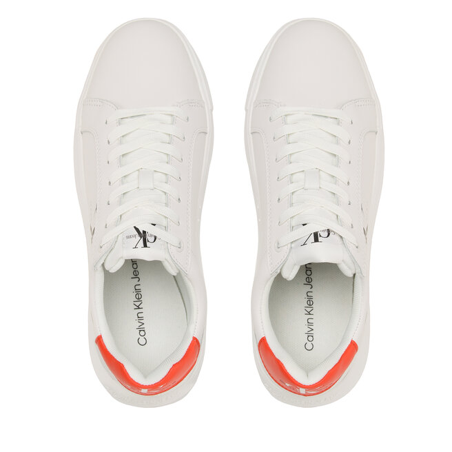 Calvin Klein Jeans Сникърси Calvin Klein Jeans Chunky Cupsole Mono Lth YM0YM00681 Bright White/Cherry Tomato 0K5