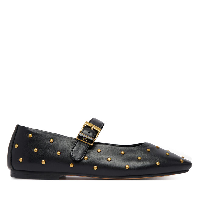 Baleriny Tommy Hilfiger Th Buckle Leather Stud Ballerina FW0FW09541 Czarny