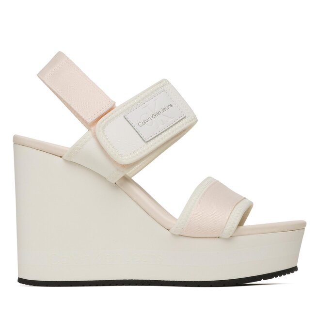 Calvin Klein Jeans Сандали Calvin Klein Jeans Wedge Sandal Badge YW0YW01028 White/Ancient White 0LA