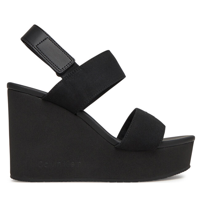 Sandały Calvin Klein Jeans Wedge Sandal Webbing In - Czarny