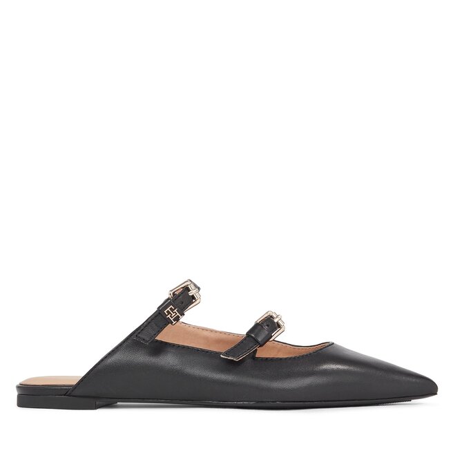Klapki Tommy Hilfiger Th Pointy Leather Mule - Czarny