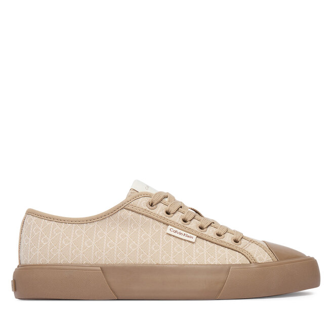 Trampki Calvin Klein Vulc Low Laceup Aop Canvas HW0HW03142 Beżowy - kobiece