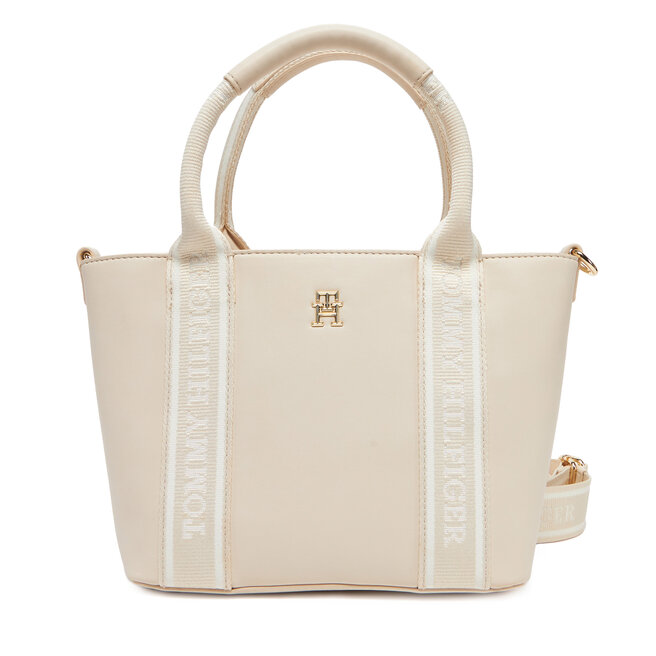Torebka Tommy Hilfiger Th Logotape Mini Tote - Écru