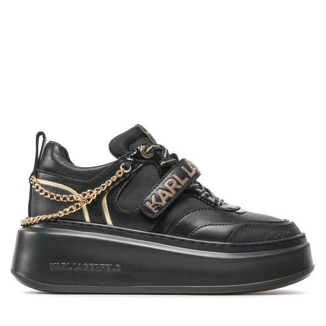 KARL LAGERFELD Sneakersy KARL LAGERFELD KL63540E Black Lthr W/Gold