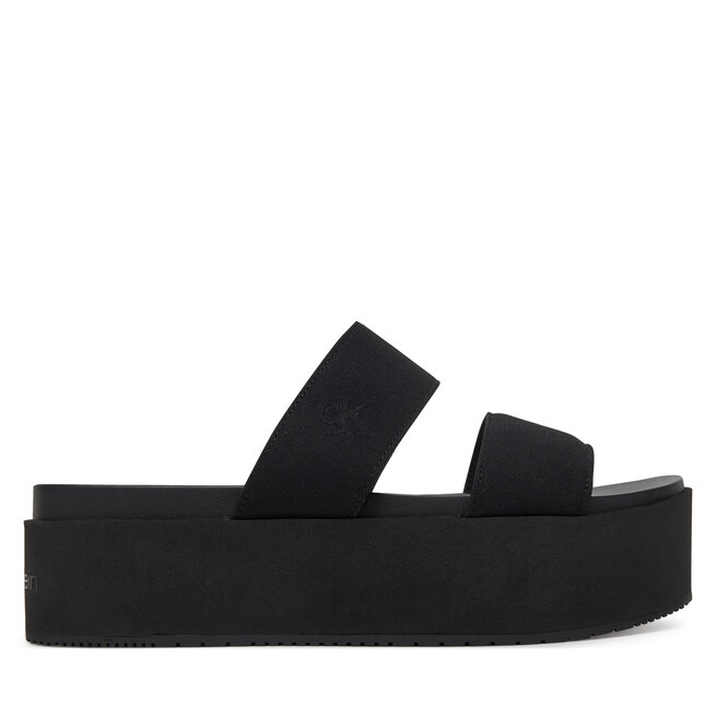 Klapki Calvin Klein Jeans Flatform Sandal Webbing In - Czarny